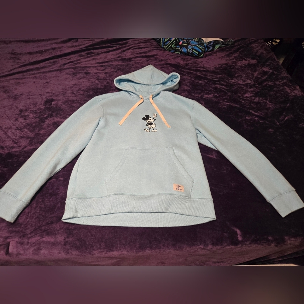 Light Blue Life Is Good Mickey Mouse Hoodie